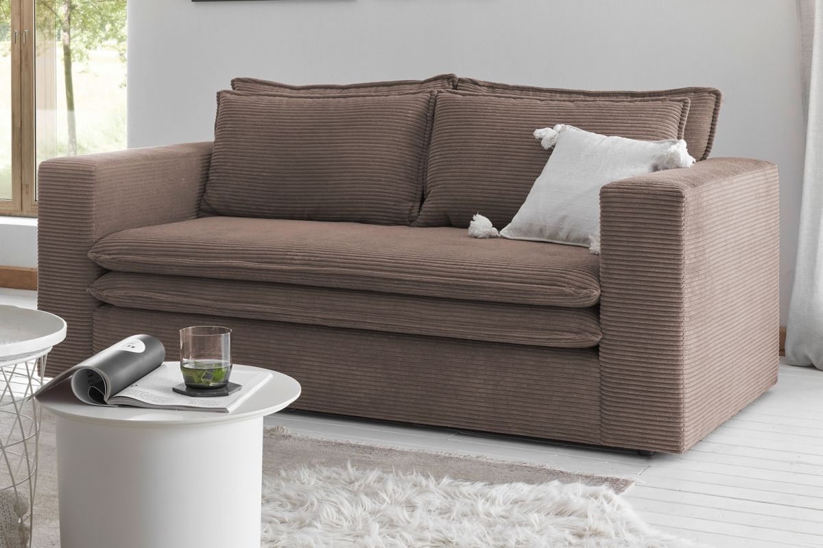 Sofa 2-Sitzer Pesaro in braun Cord 180 cm