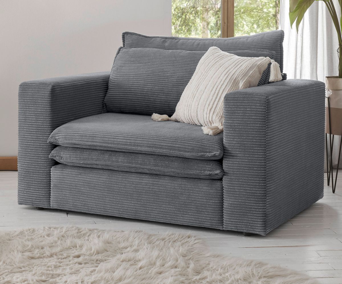 Loveseat Sessel Pesaro in grau Cord 125 cm