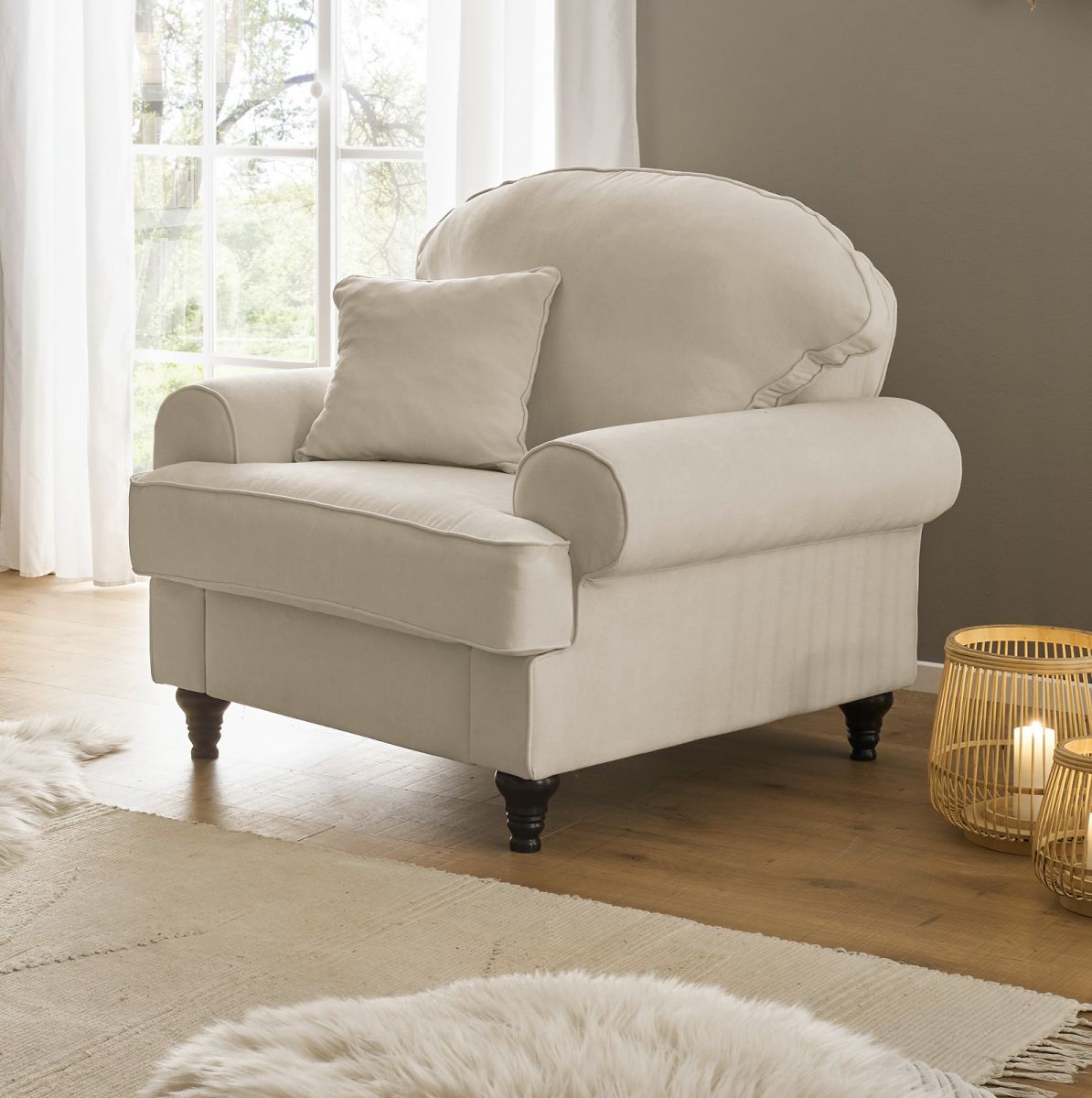 Sessel Adelina in beige 110 cm