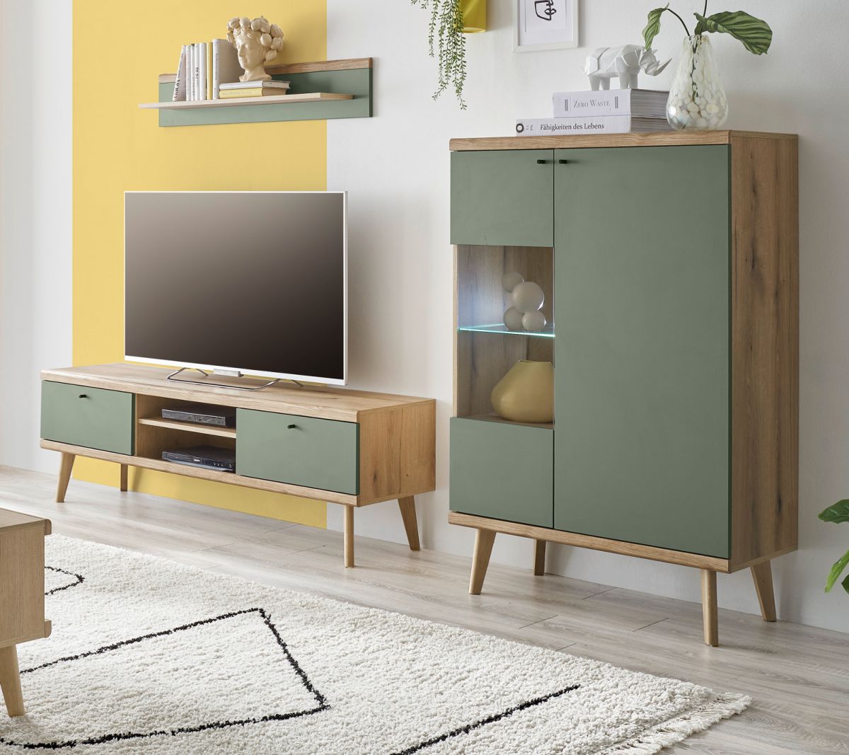 Wohnwand Juna in Salbei und Eiche Evoke 3-teilig 260 cm