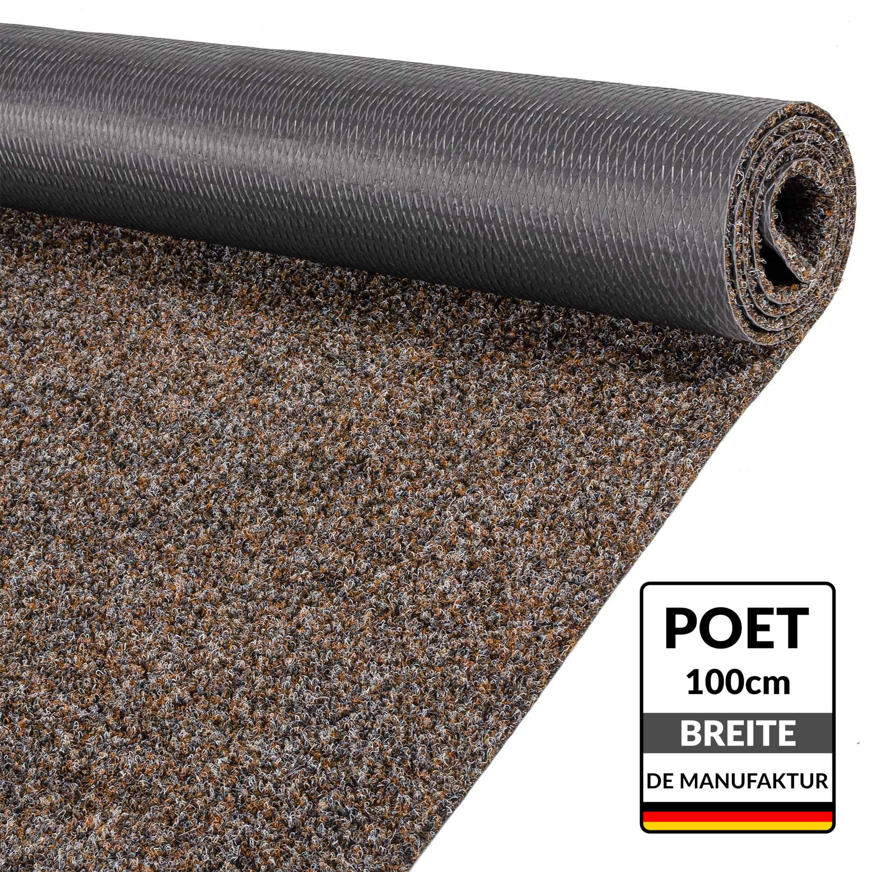 Teppich Läufer Sauberlaufmatte Schmutzfangläufer Läufer Flur Meterware Poet Breite 100cm Dunkelbraun 100x100cm