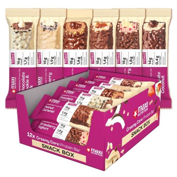 Mix Box Creamy Core Protein Bar (12x45g) - MHD 10/2025, Maxi Nutrition