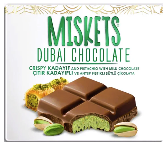 Dubai Style Schokolade Tafel (100g) - MHD 04.11.25, Miskets