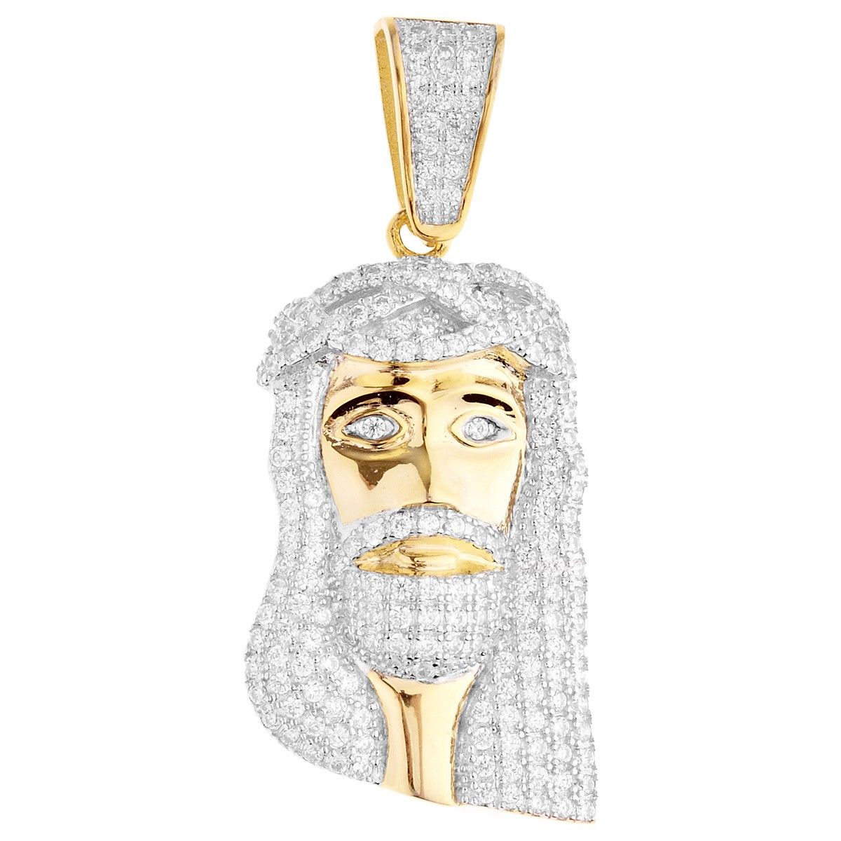 Premium Bling - 925 Sterling Silber Jesus Kopf AnhÃ¤nger gold