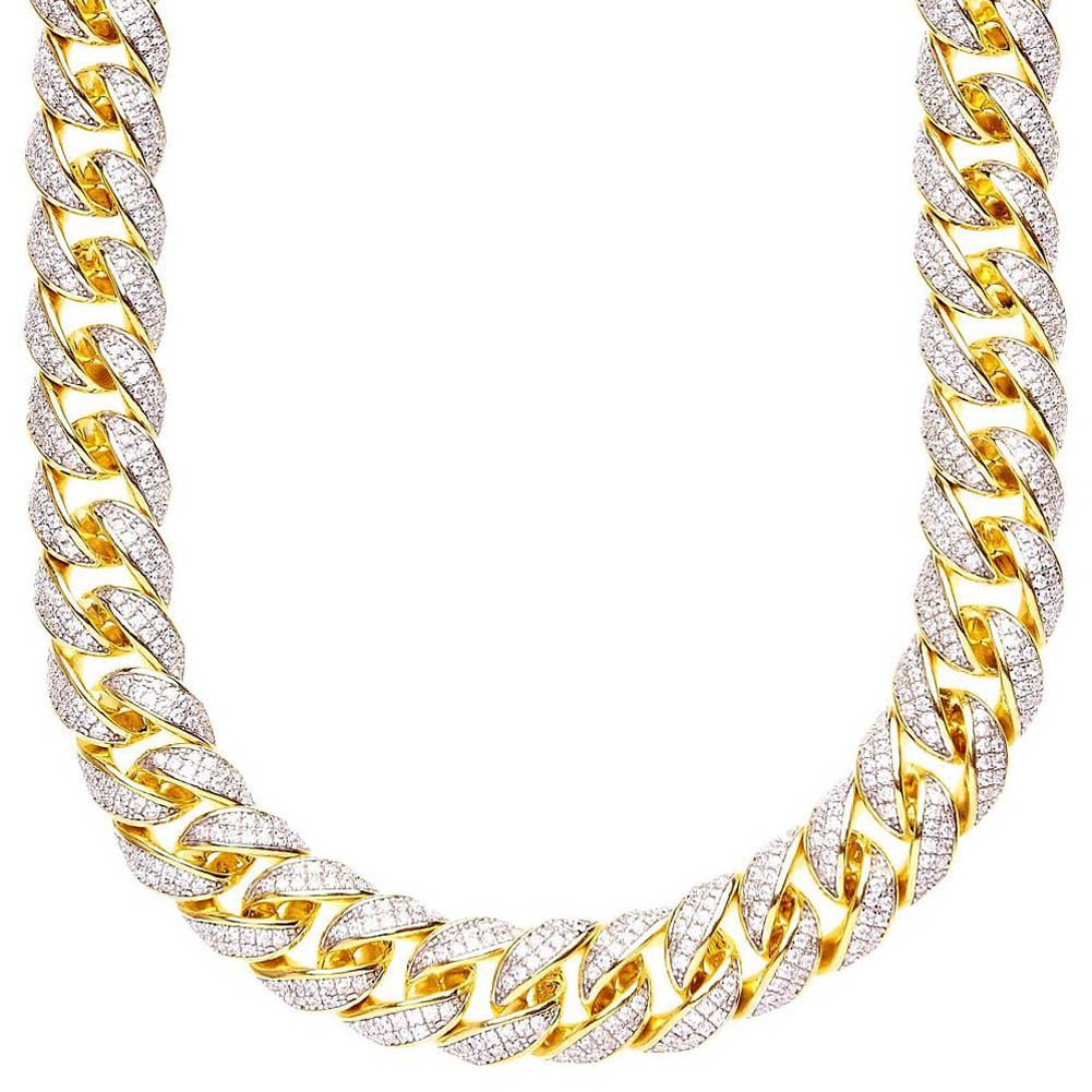 Iced Out Bling Zirkonia Panzerkette - Miami Cuban 15mm gold