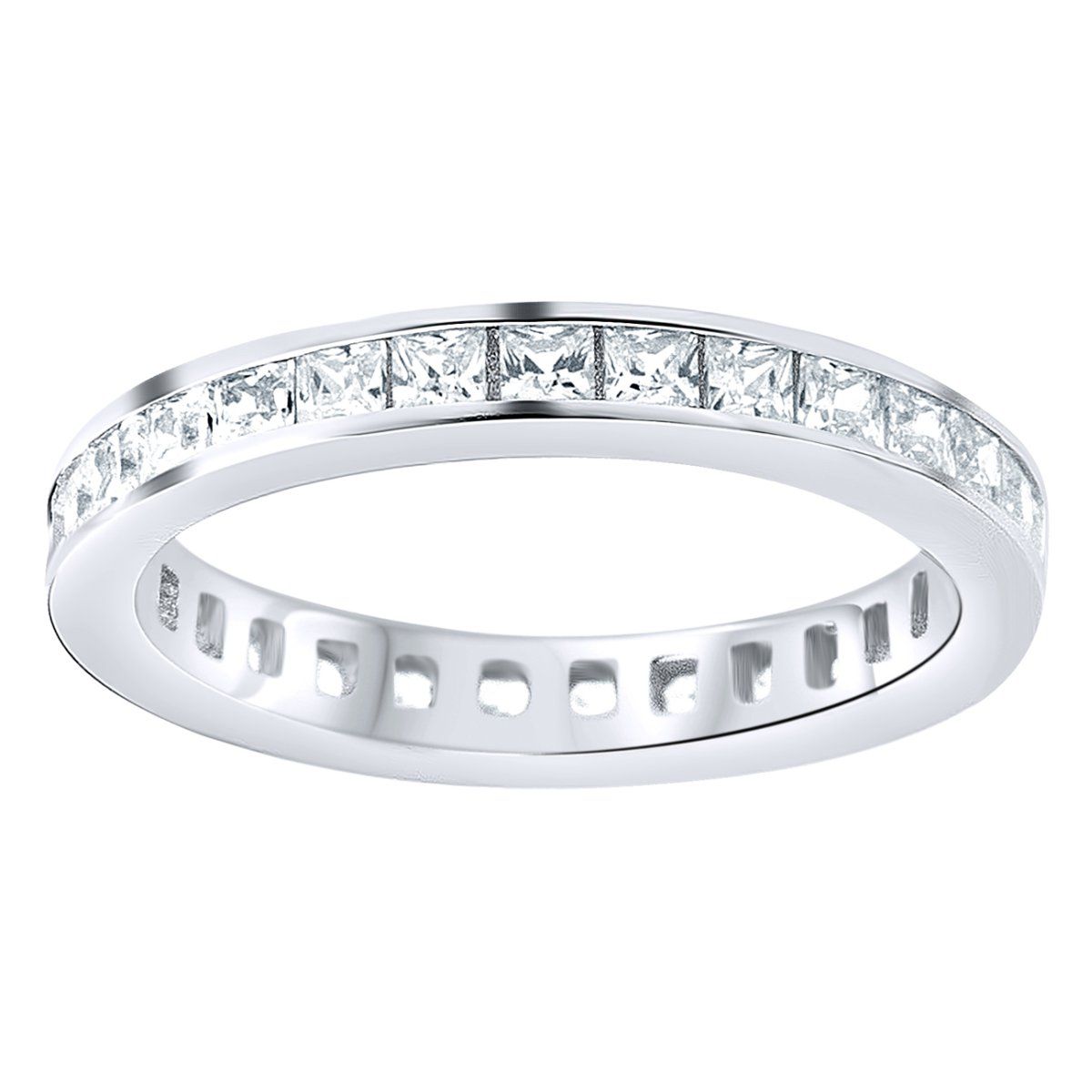 Sterling 925er Silber Eternity Ring - Channel Princess Cut