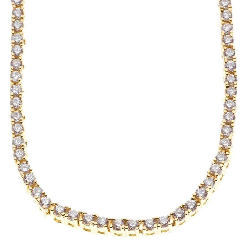 Iced Out Bling Zirkonia Edelstahl TENNIS Kette - 4mm gold