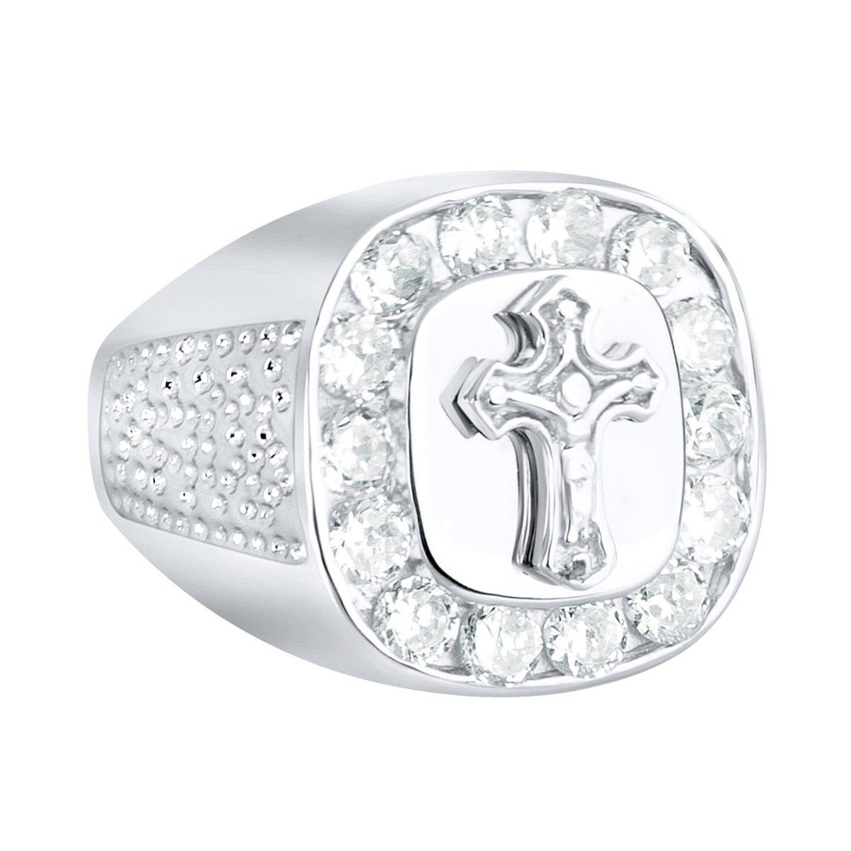 Sterling 925er Silber Pave Ring - KREUZ
