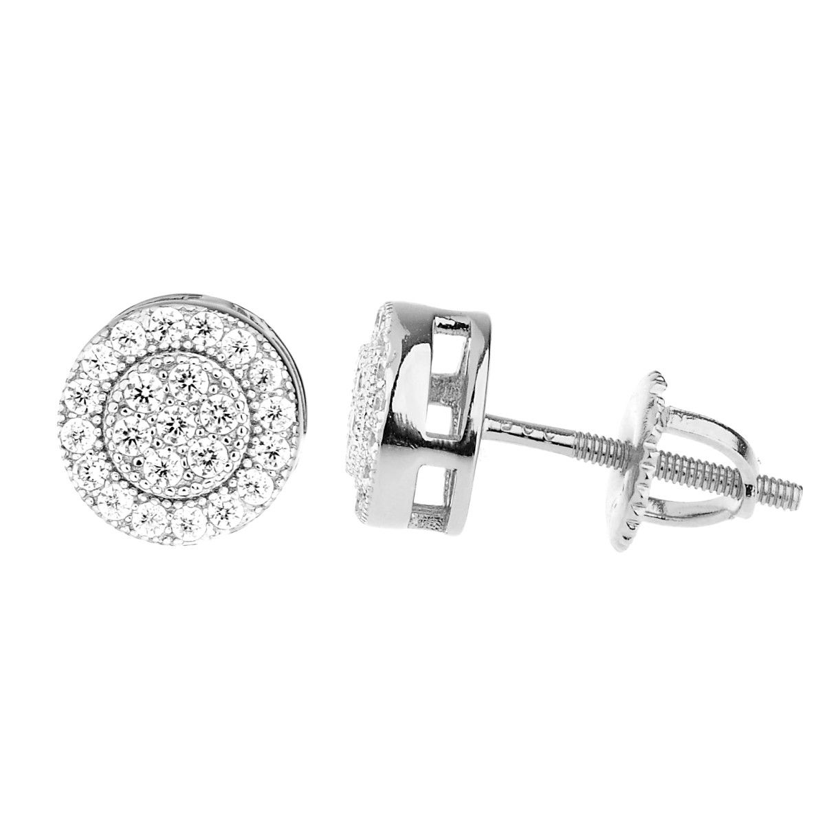 925 Sterling Silber Bling Zirkonia Ohrringe - CLUSTER 8mm