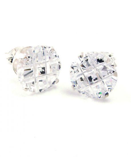 925 Sterling Silber Iced Out Ohrstecker - RUND Zirkonia CUT