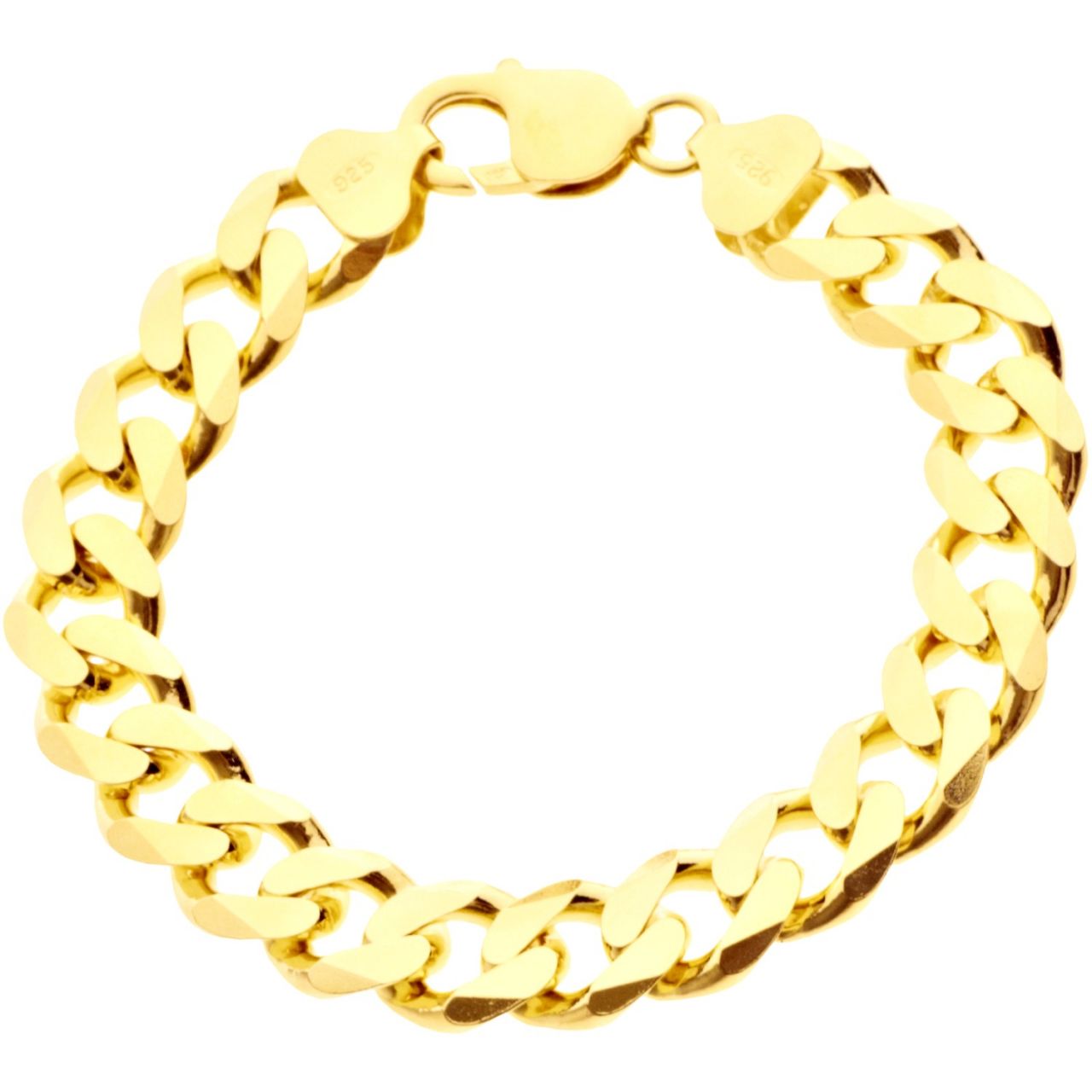 Sterling 925er Silber Panzerkette Armband - CURB 11mm gold