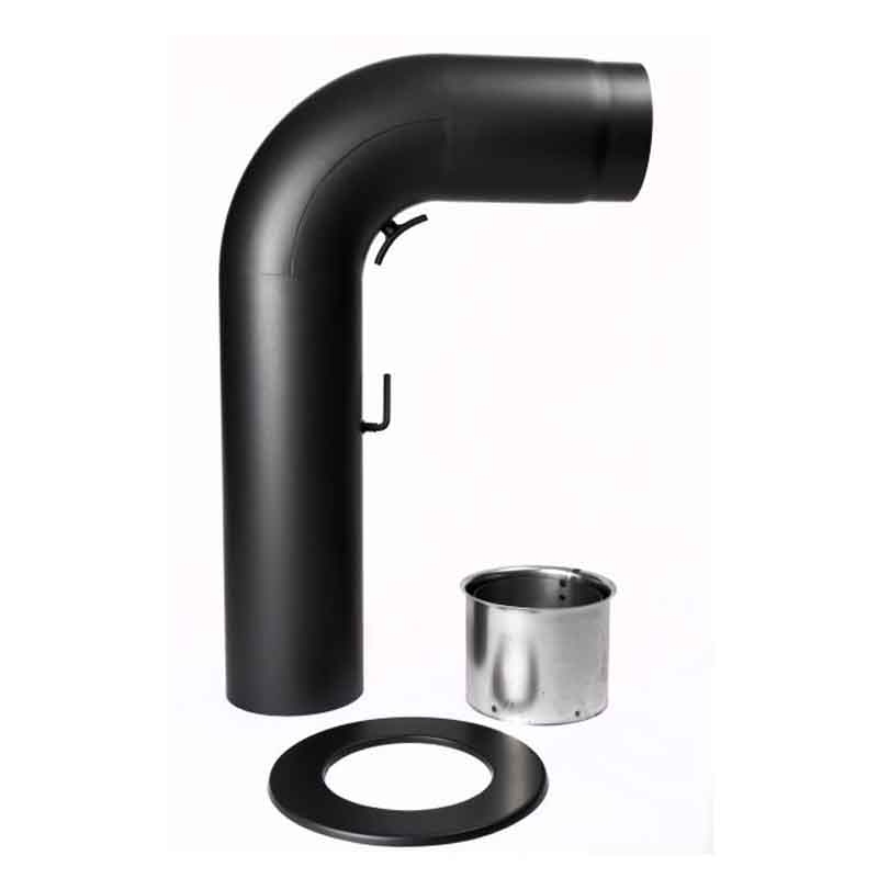 Kaminrohrset glatt gezogen 600 x 450 ø150 schwarz # 310 mit großer Tür