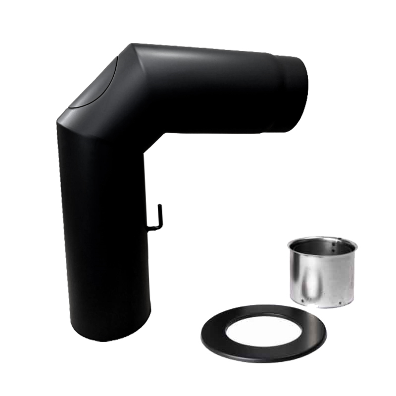 Kaminrohrset geschliffen 600 x 450mm DN150 schwarz mit Tür