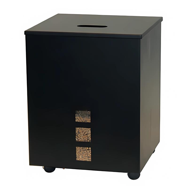 Pellets-Box mit Rollen Schwarz 30 kg, Beweglicher Vorratsbehälter für Pelletöfen