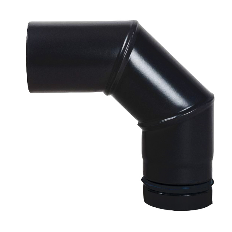 Pellet Bogen 90° o.T. Ø 80 Schwarz Pulverbeschichtet mit Dichtung