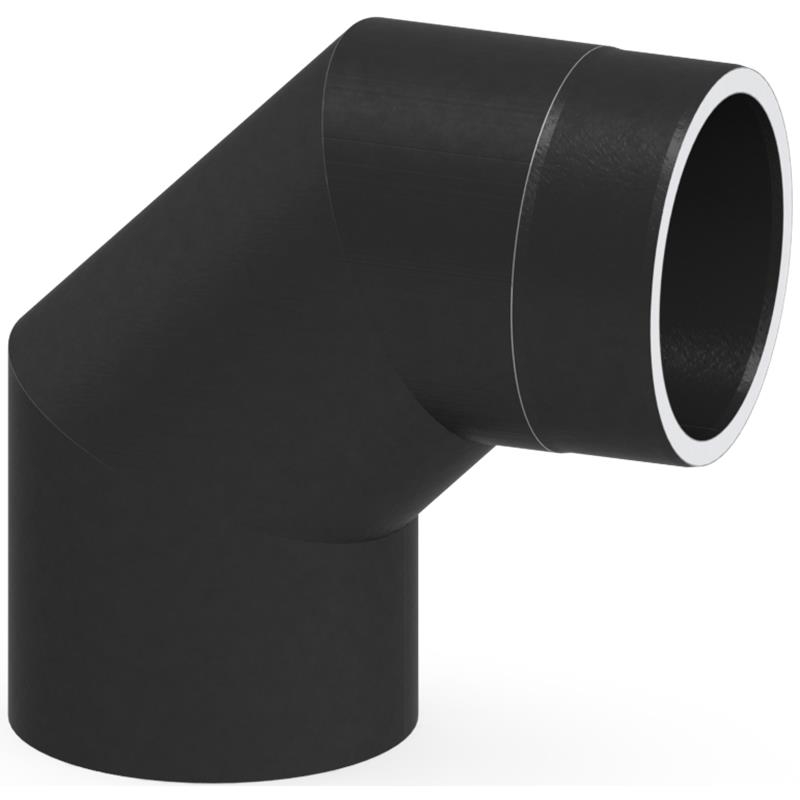 Tecnovis Tec-Protect Winkel 90° ohne Tür Schwarz DN 150mm