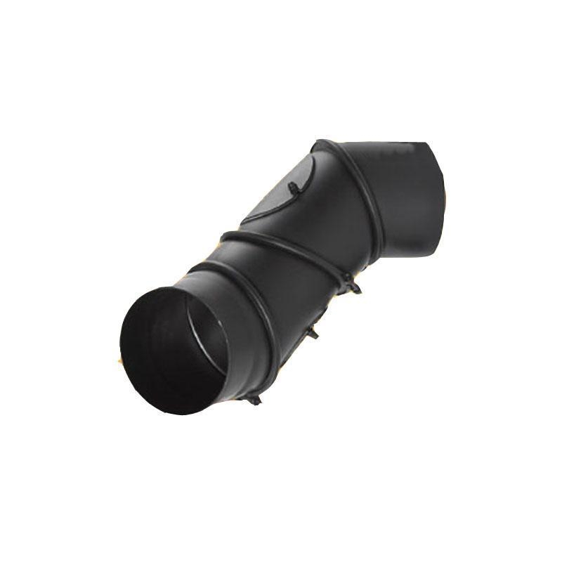 Rauchrohr Bogen 0-135° verstellbar 4teilig mit Tür DN 120- 200 unlackiert