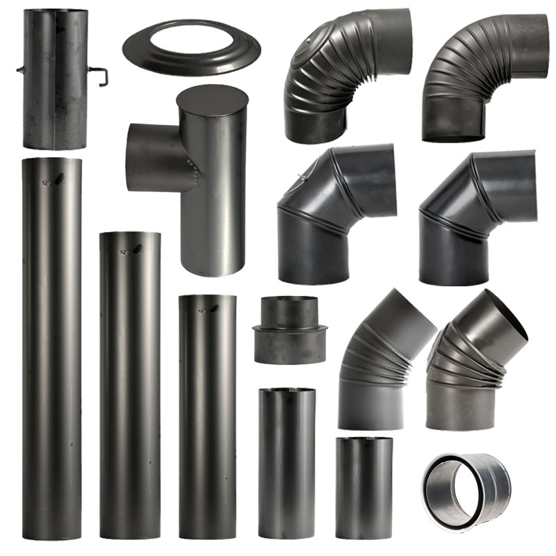 Ofenrohr gebläut, Blaublech alle Bauteile und Durchmesser