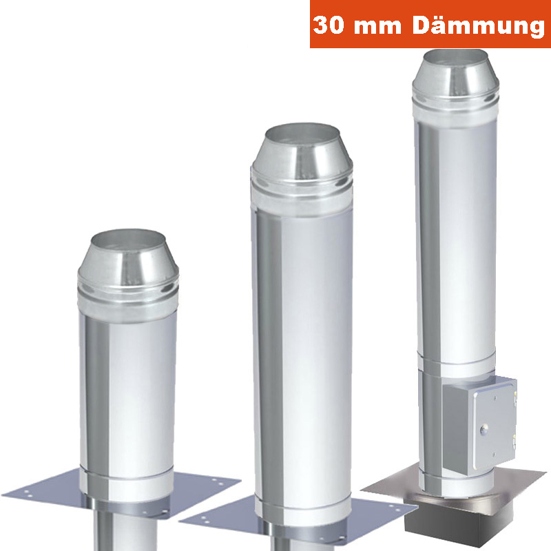 Schornsteinerhöhung doppelwandig rund oder eckig. 30mm Dämmung