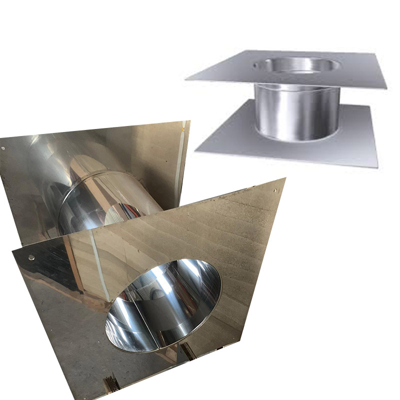 Raab DWFU Edelstahl Wand-/Deckendurchführung 460x460 mm Lochmass 260 mm 2teilig verstellbar 210-350mm einwandig kürzbar. 0,6mm 2. Wahl evtl. Lagerspruren