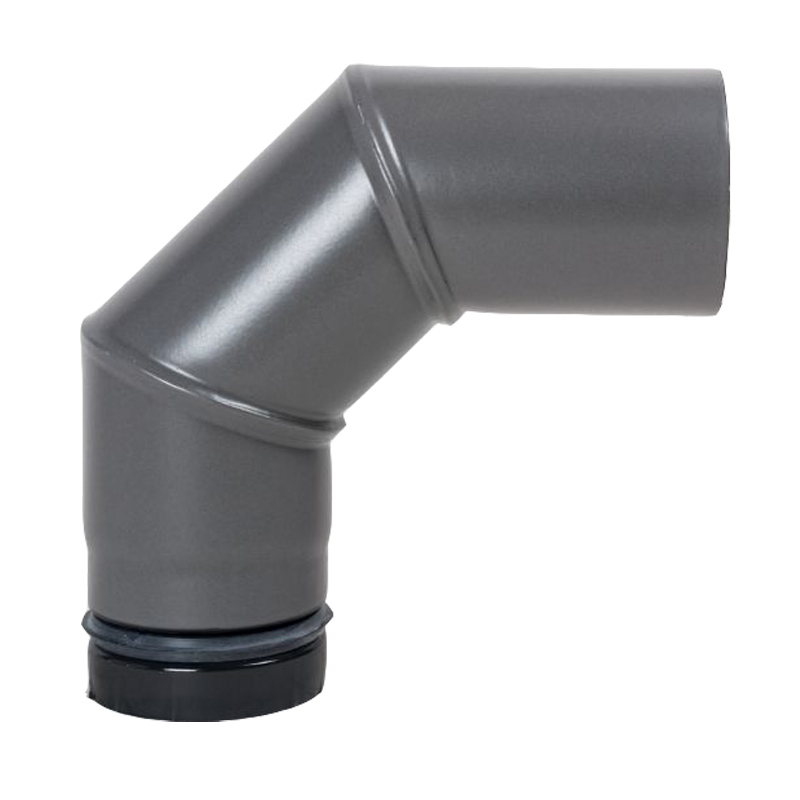 Pellet- Ofenrohr-Bogen 90° ohne Tür DN 100mm gussgrau emailliert