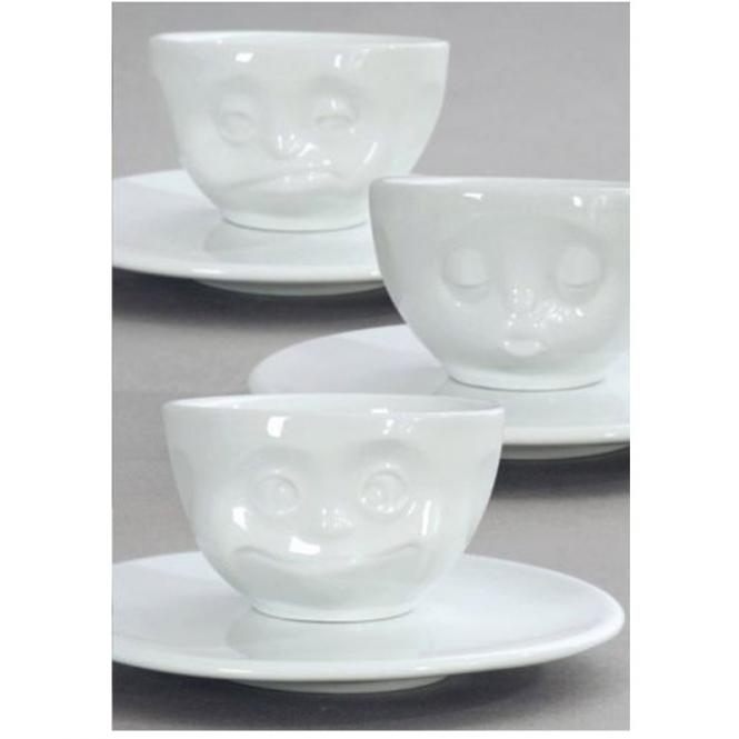 Espresso-Tasse grinsend, ca.7,5x5cm mit Untertasse