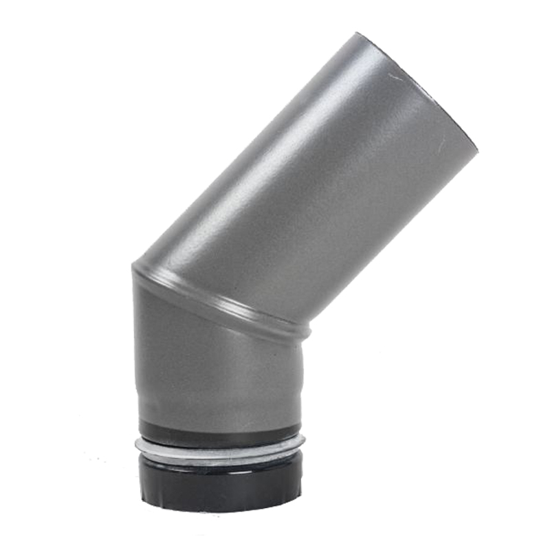 Pellet- Ofenrohr-Bogen 45° ohne Tür DN 80mm gussgrau emailliert
