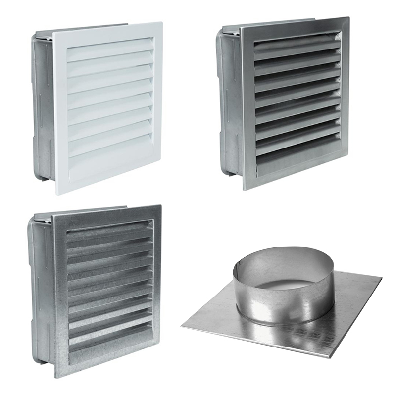 Außenluftgitter mit Insektenschutz verschiedene Farben und Anschlüsse