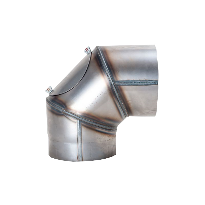 Ofenrohr Rauchrohr Bogen 90° mit Tür 150mm unlackiert 2mm