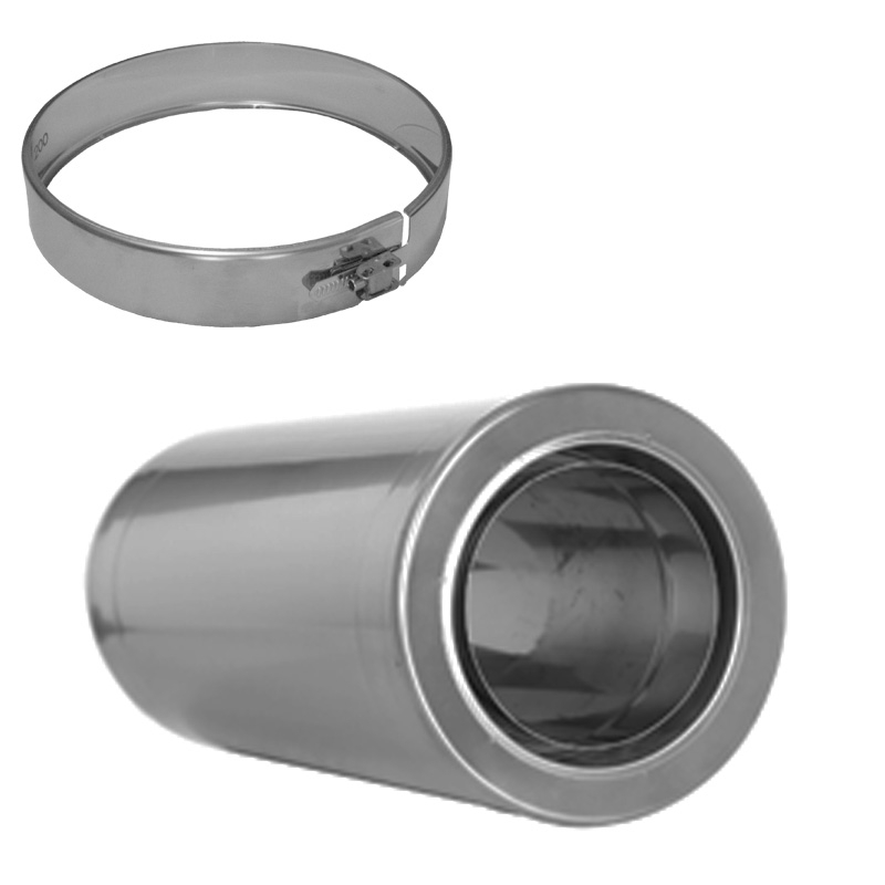 14N/DN200 DW kürzbares Doppelwandfutter L=1000 Dinak inkl. Klemmband