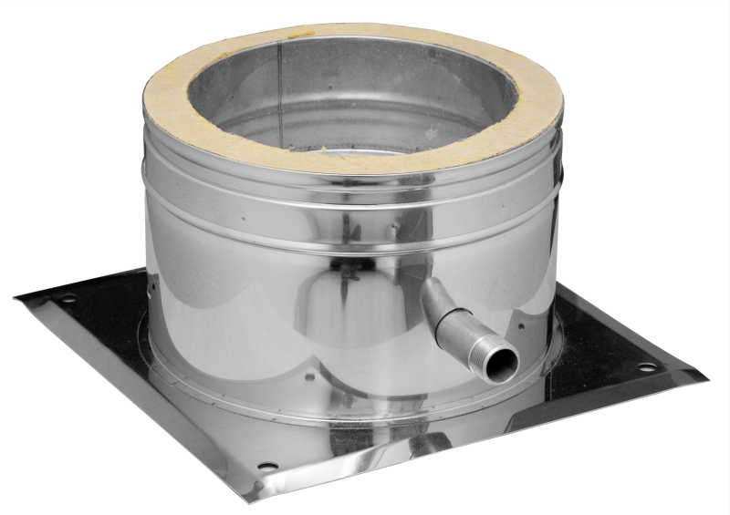 Raab Edelstahl DW-FU KAGO für Wand und Bodenmontage mit seitl. Kondensatablauf DN150 doppelwandig. 0,6mm 2. Wahl evtl. Lagerspuren