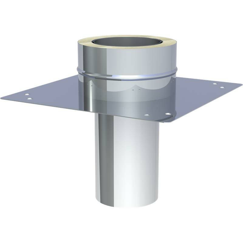 Raab Edelstahl DW-FU DN200 doppelwandig Fussteil offen Schornsteinerhöhung 2. Wahl evtl. Lagerspuren