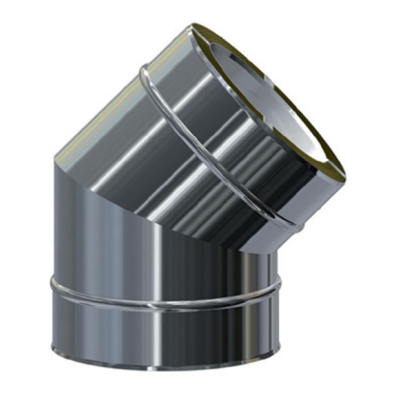 MK DW Premium Bogen 45° DN160 für Edelstahlschornstein System MKKD mit Dichtung