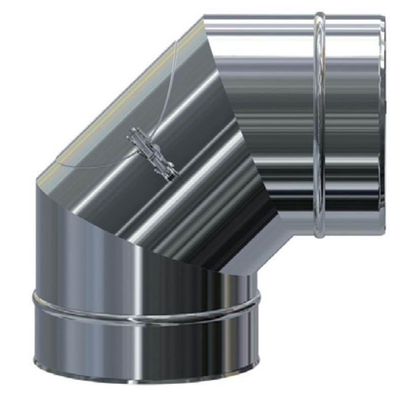 MK DW Premium Bogen 93° mit Auflage und Revisionsöffnung DN80 für Edelstahlschornstein System MKKD mit Dichtung