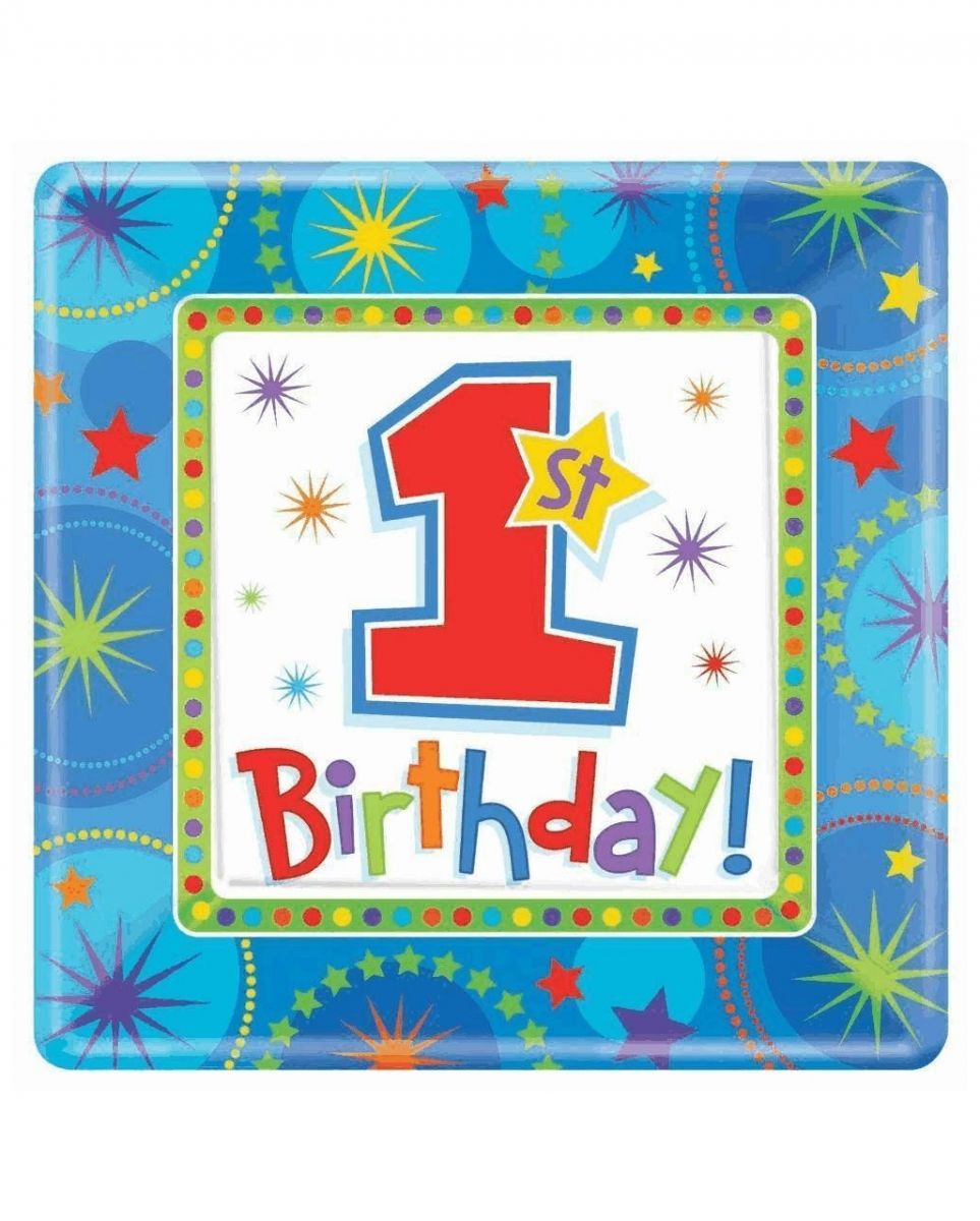Blauer 1. Geburtstags Teller