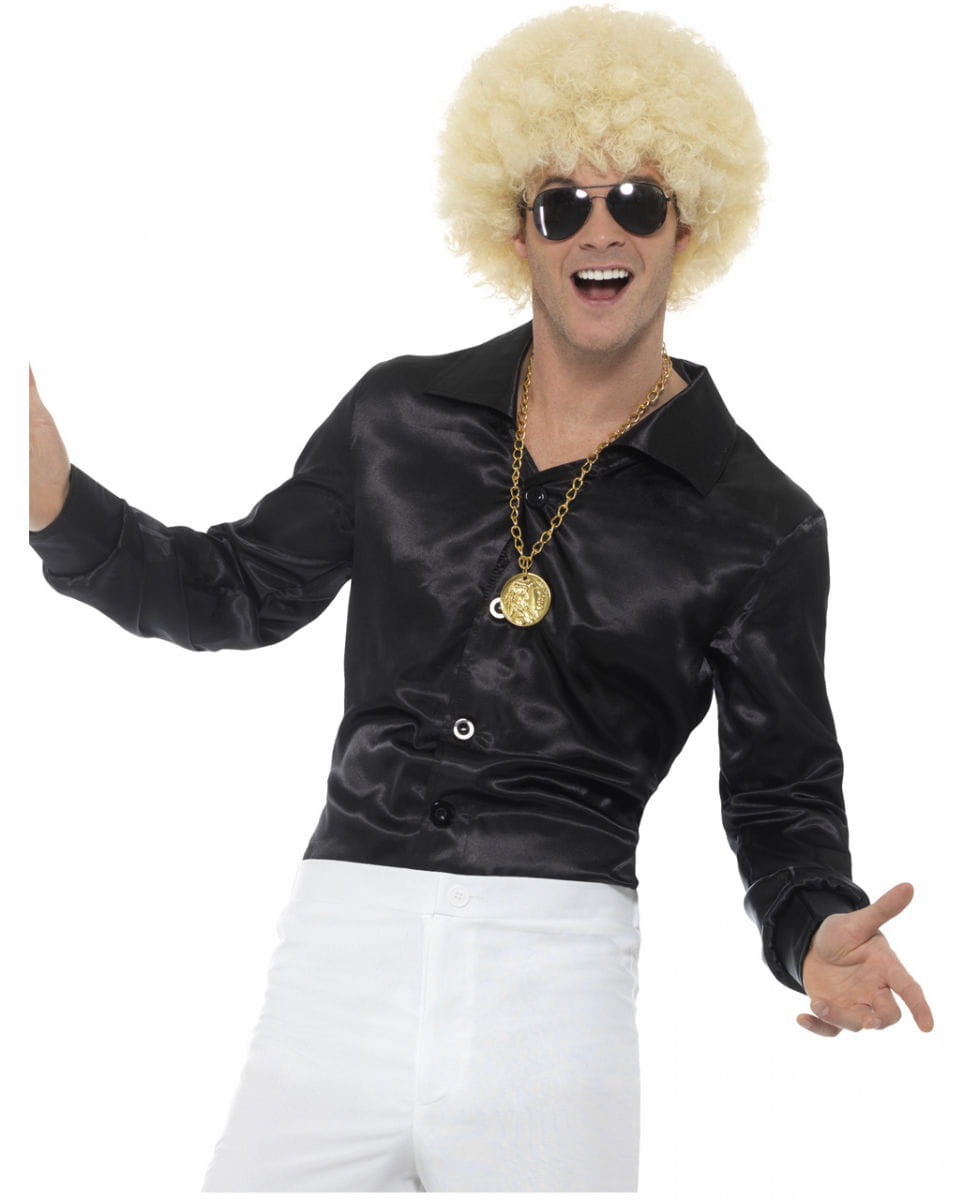 Schwarzes 60s Disco Hemd