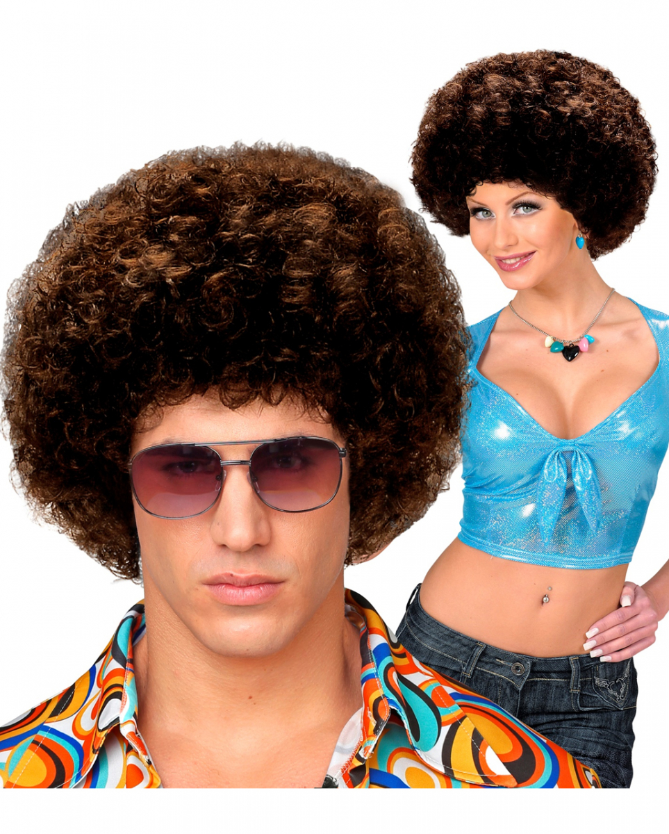Afro Perücke Medium Braun