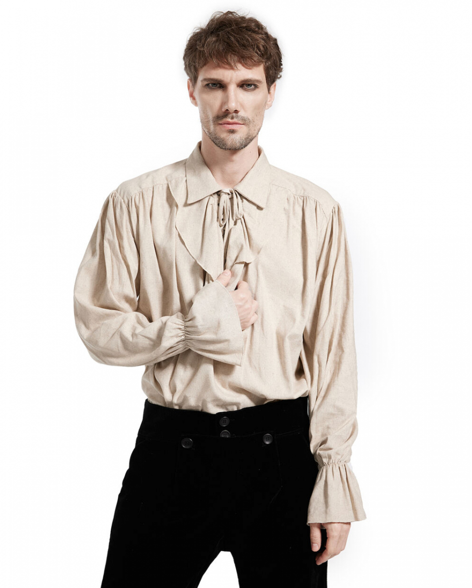 Beiges Piratenhemd Deluxe im Leinen Style