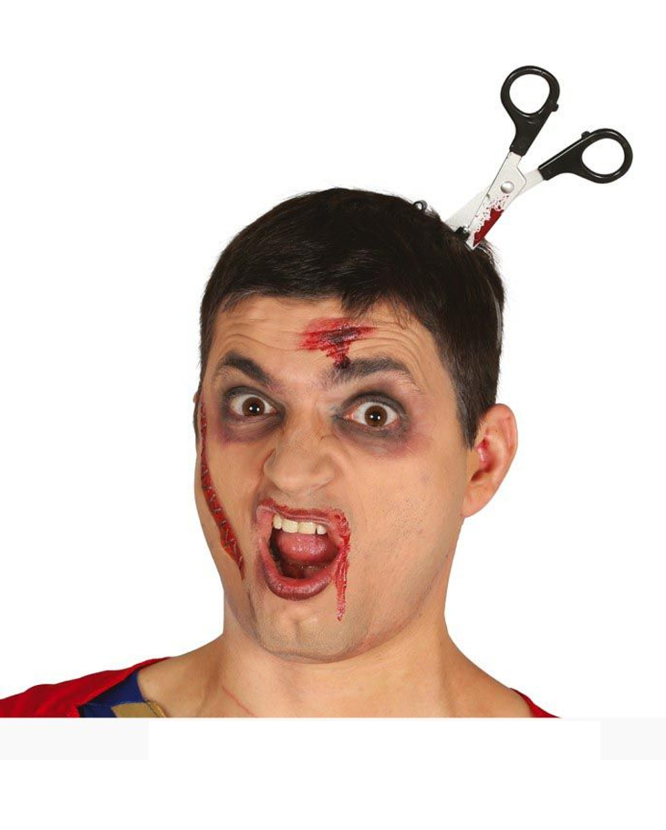 Halloween Haarreif mit Blutiger Schere