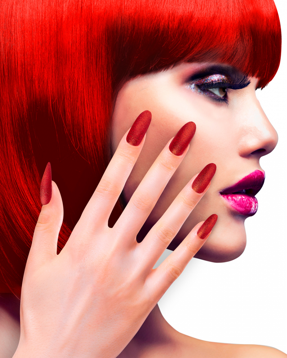 Blutrot Glitzernde Fingernägel 12 St.