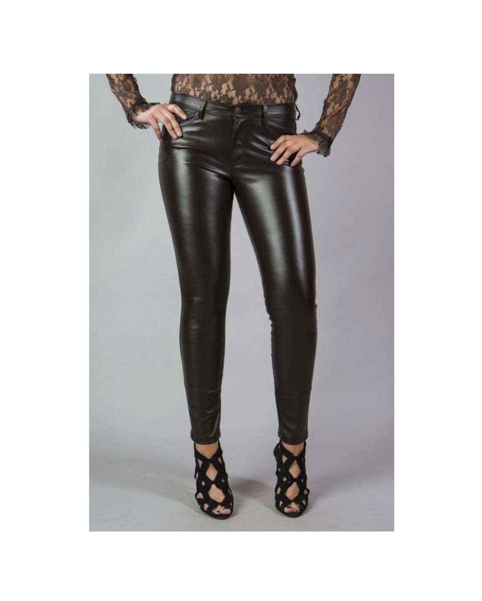 Braune Burleska Lederimitat Hose Demonia