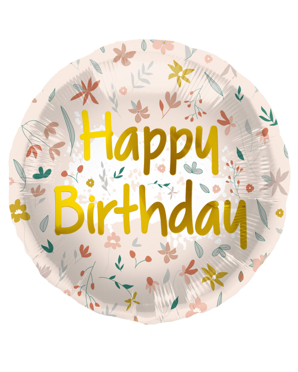 Folienballon - Cute Flowers Birthday 45cm