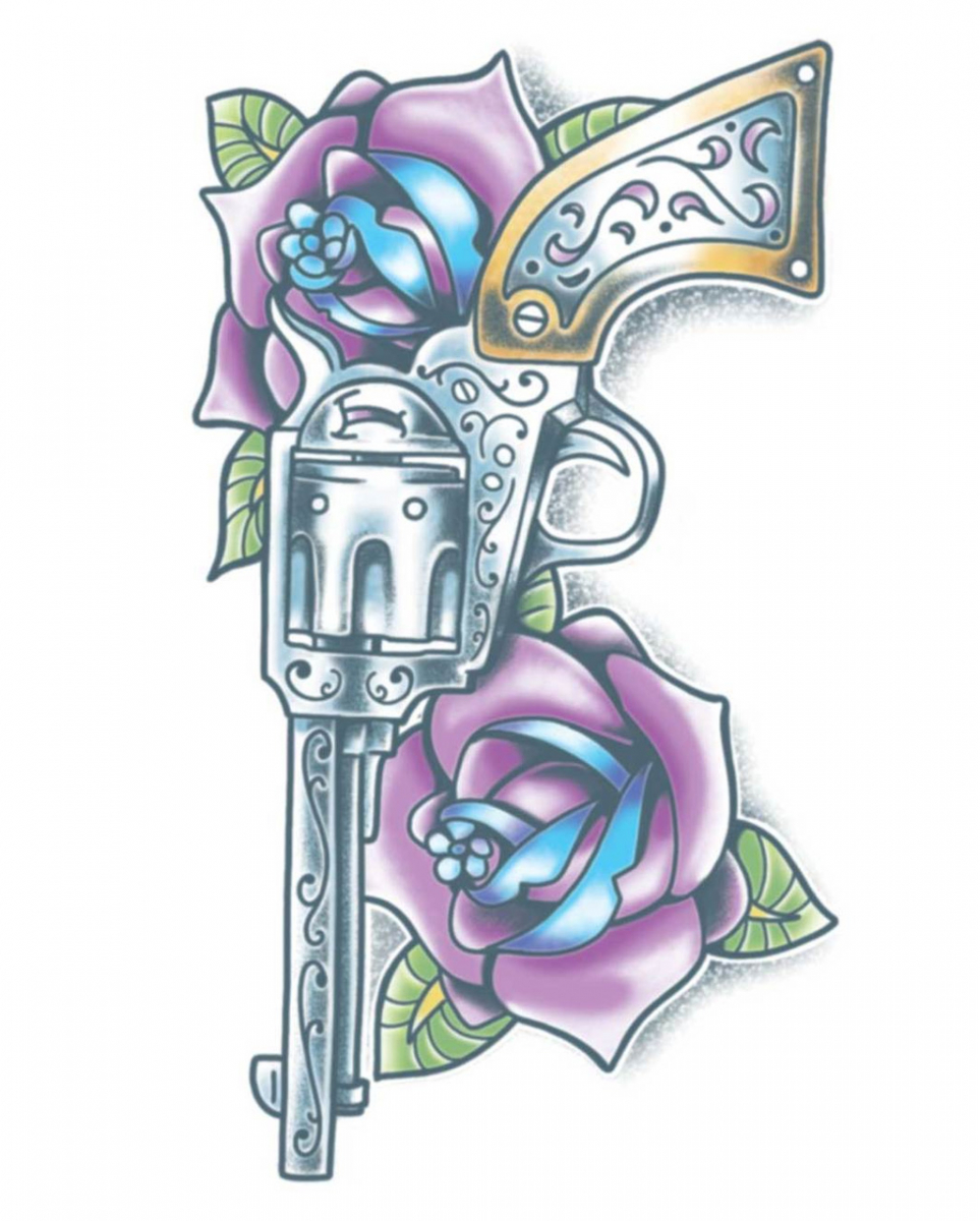Tag der Toten Klebetattoo Revolver