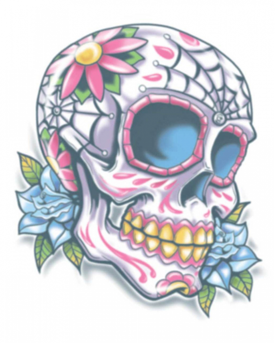 Tag der Toten Klebetattoo Sugar Skull