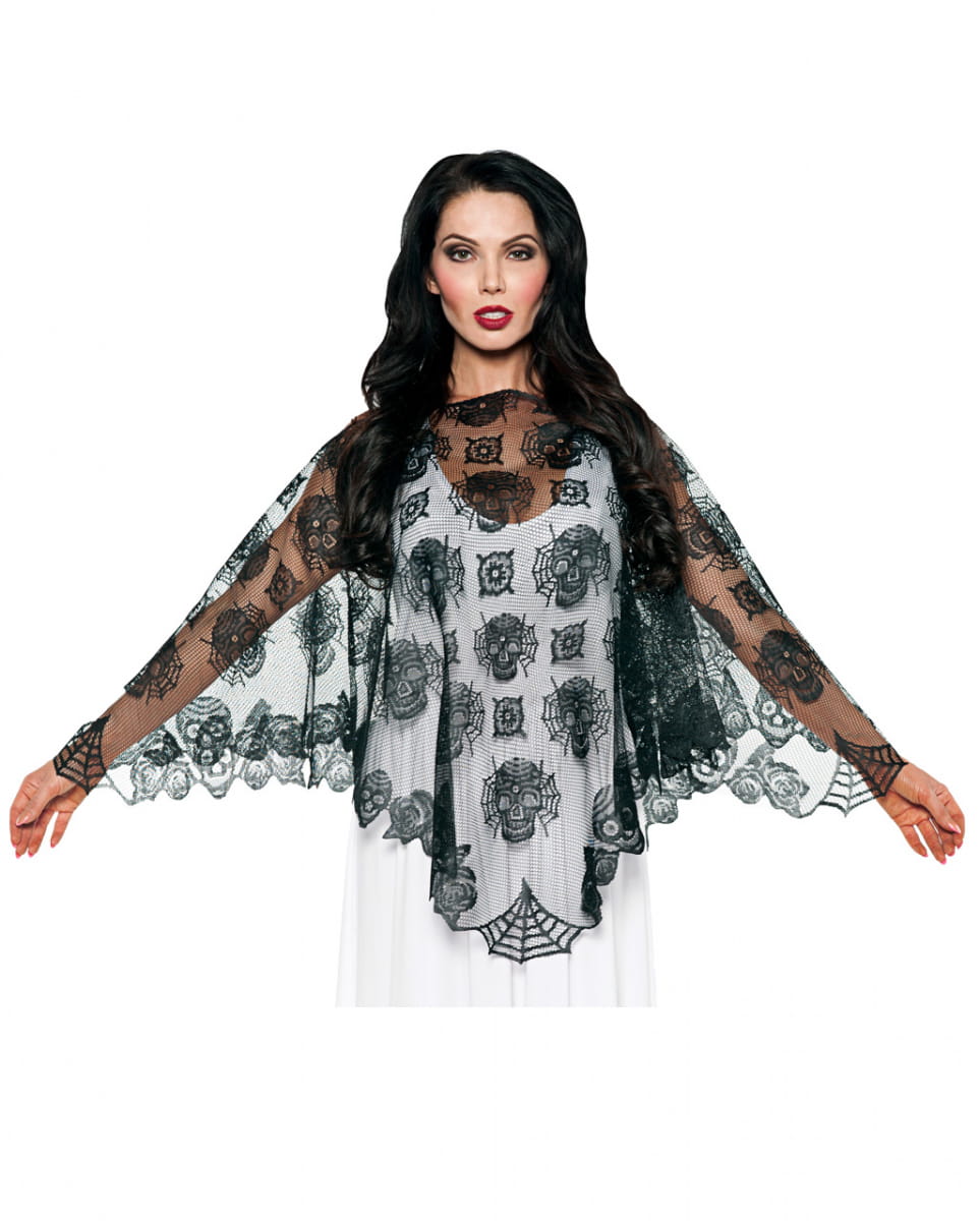 Day of the Dead Poncho mit Spitze