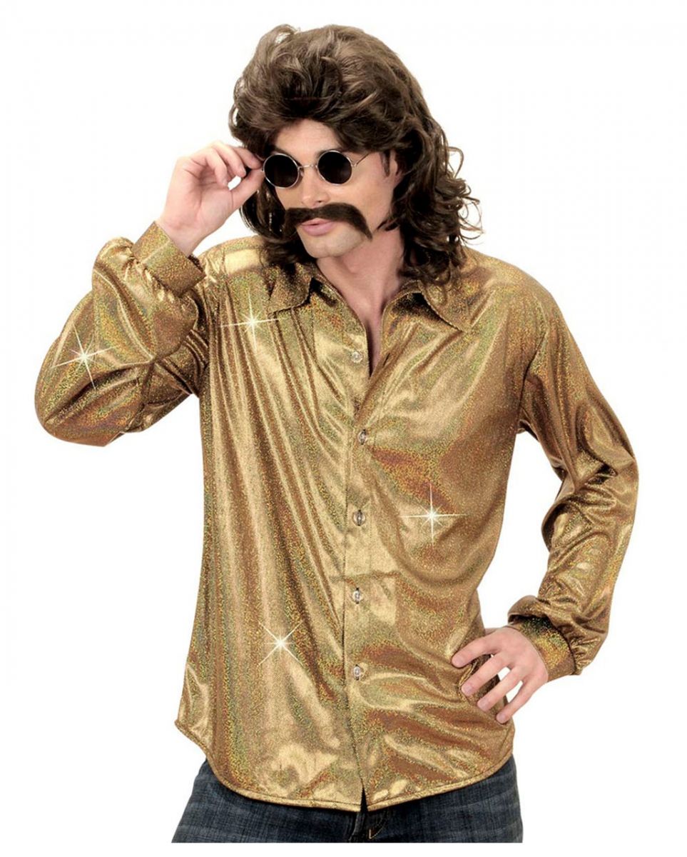 80s Glitzer Discohemd Gold