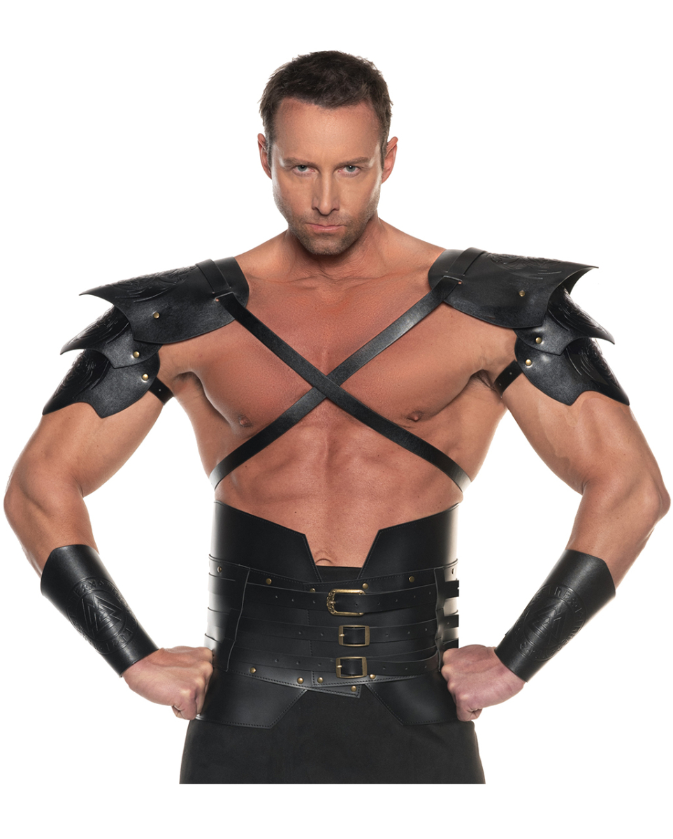 Schwarze Schulterpanzer für Drachenkrieger Set