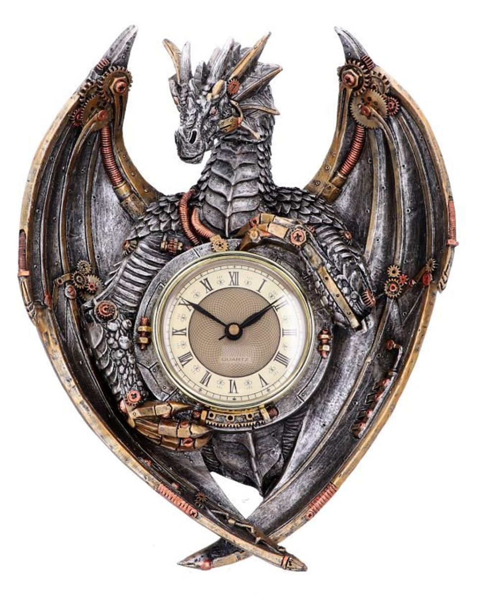 Steampunk Drachen Wanduhr 27,5cm