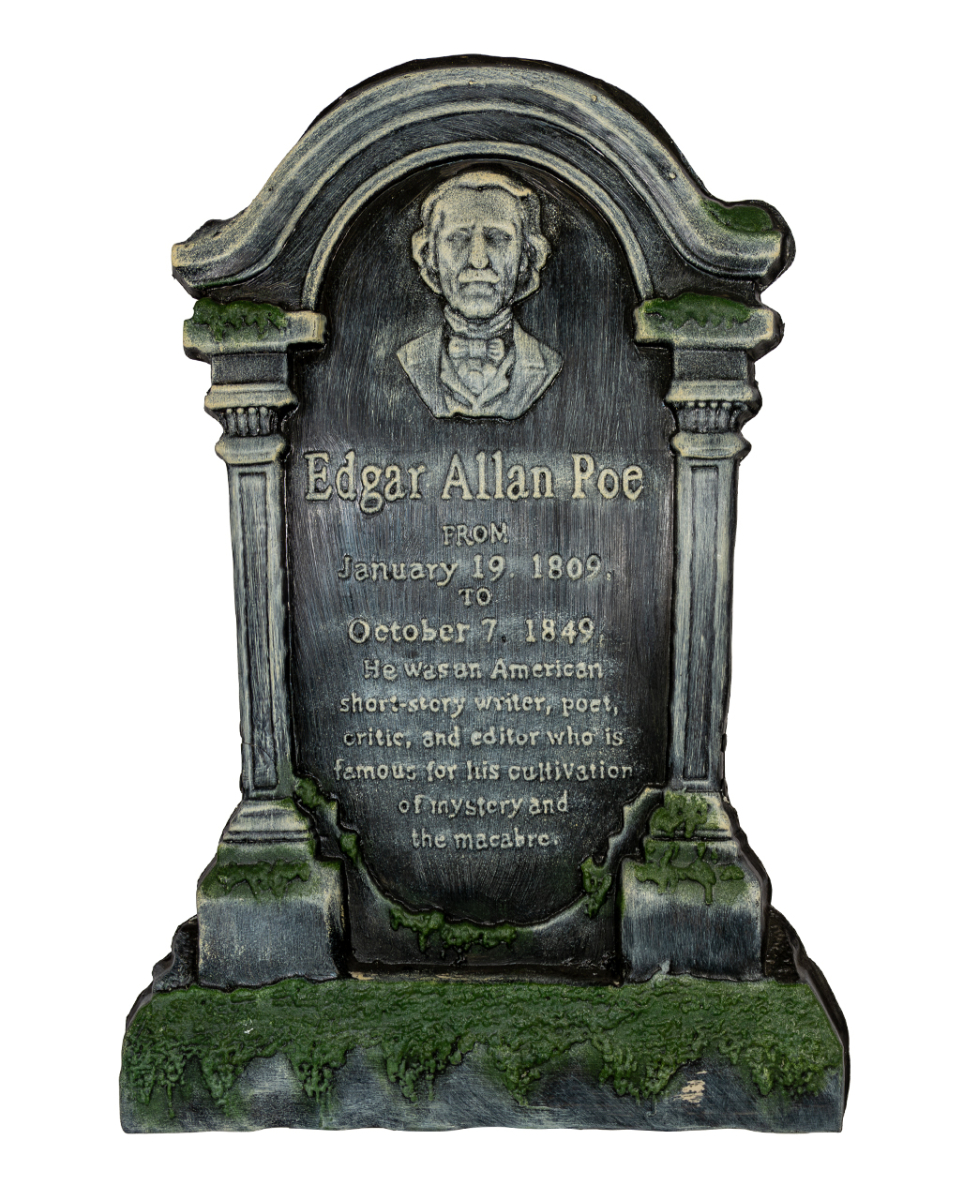 Edgar A. Poe Halloween Grabstein mit Erdspieß 53cm