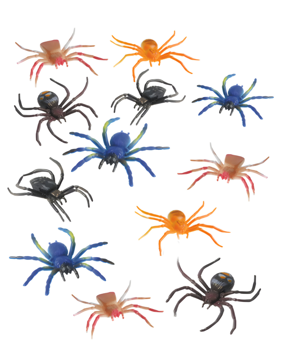 Eklige bunte Mini Spinnen 12St.